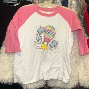 Pink and White Kids Raglan Shirt with “Vera” Monogram
